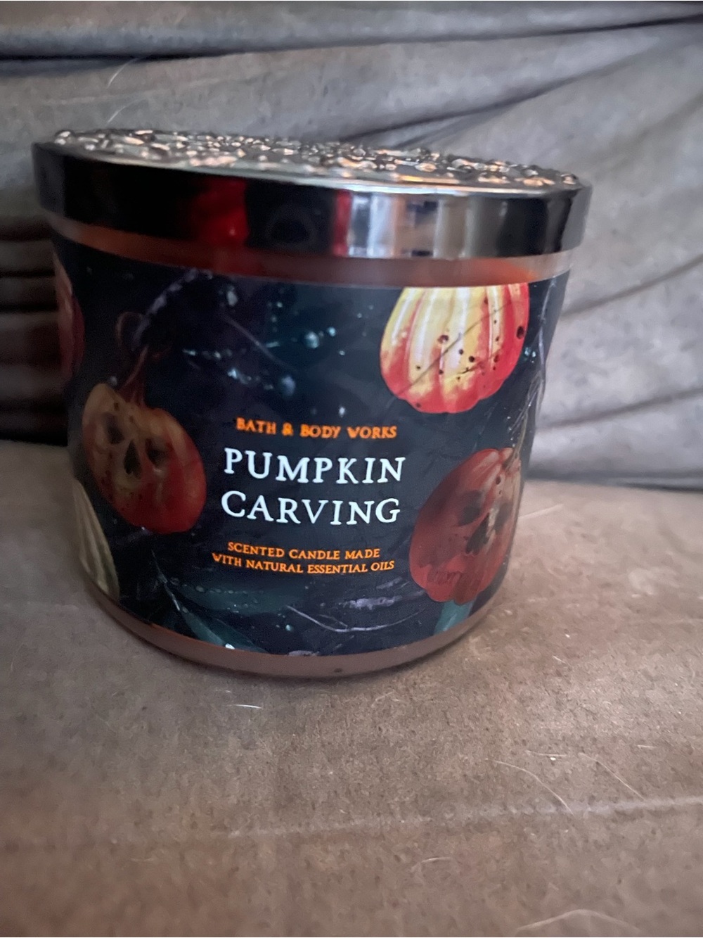 Bath & Body Works Pumpkin Carving Decorative Scented Candle - Black & Orange